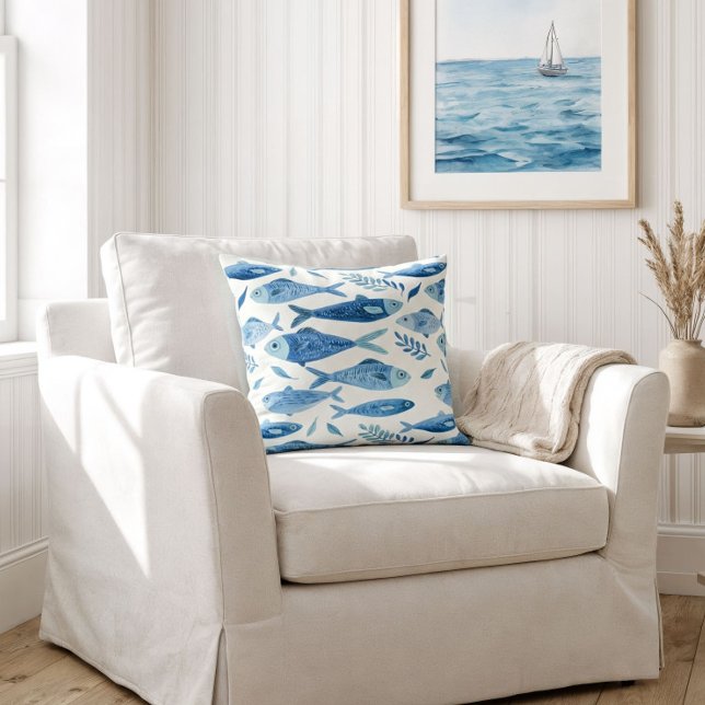 Cojín Decorativo Sardinas Azules Costeras (Subido por el creador)