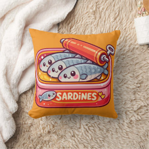 Cojín Decorativo Sardinas de dibujos animados lindos