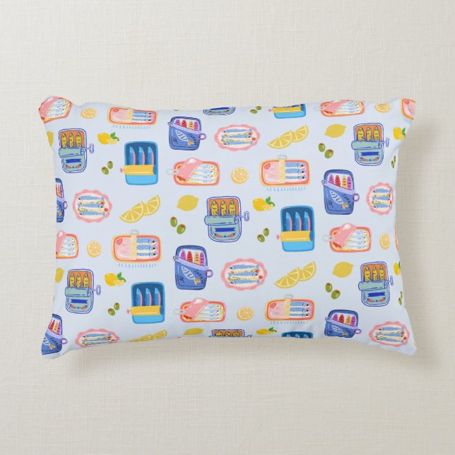 Cojín Decorativo Sardinas y Limones (Anverso)