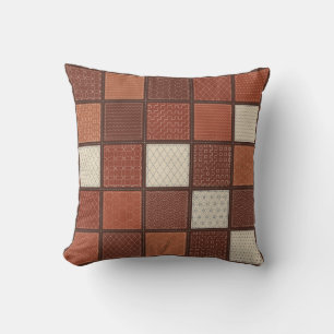 Cojín Decorativo Sashiko Sampler Quilt Caqui Óxido Japonés
