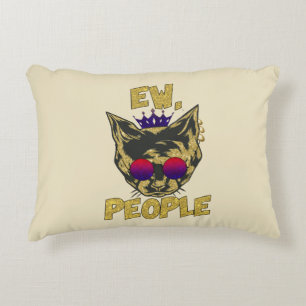 Cojín Decorativo Sassy Royal Cat - "Ew. Gato divertido de la gente