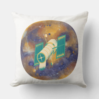 Cojín Decorativo Satélite Espacial Orbitando Planeta Cósmico Circul
