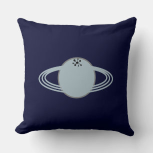 Cojín Decorativo Saturno elegante moderno sobre azul marino
