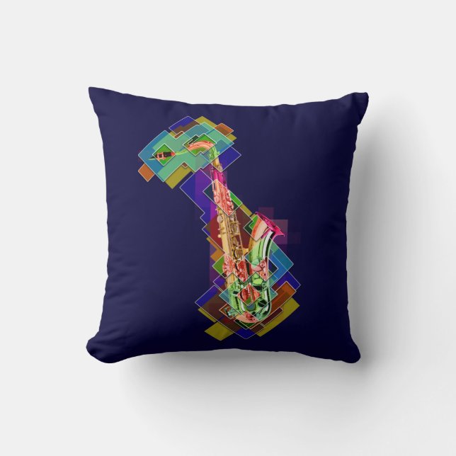 Cojín Decorativo Saxofón multicolor (Anverso)