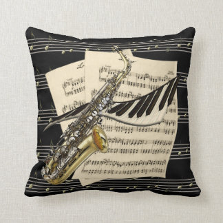 Cojín Decorativo Saxofón y música del piano