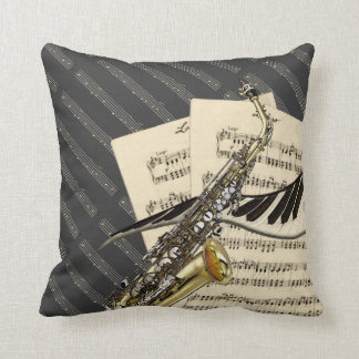 Cojín Decorativo Saxofón y música del piano