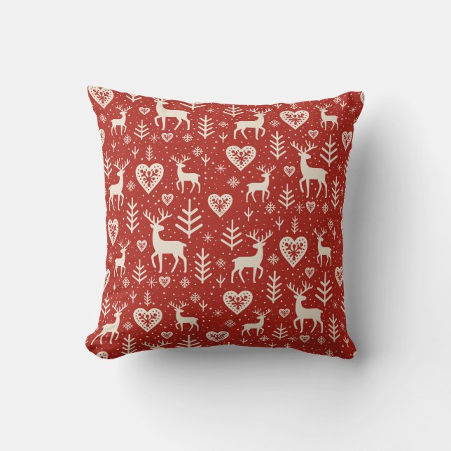 Cojín Decorativo Scandi Reindeer Hearts (Anverso)