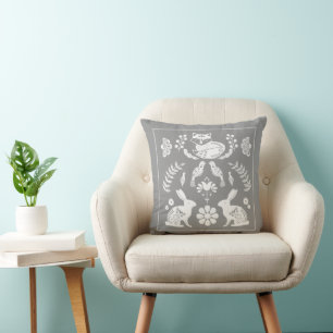 Cojín Decorativo Scandinavian Fox Bunny Flower Garden