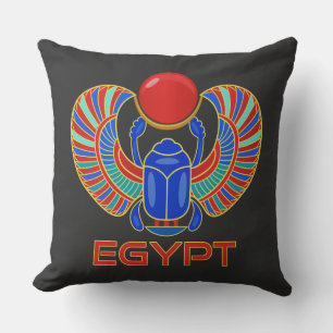 Cojín Decorativo Scarab egipcio con la palabra Egipto