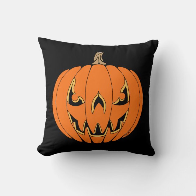Cojín Decorativo Scary Jack-o'-Lantern Halloween Design (Anverso)