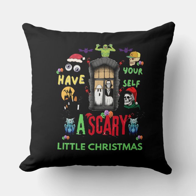 Cojín Decorativo Scary Little Christmas Horror Holiday Design   (Anverso)