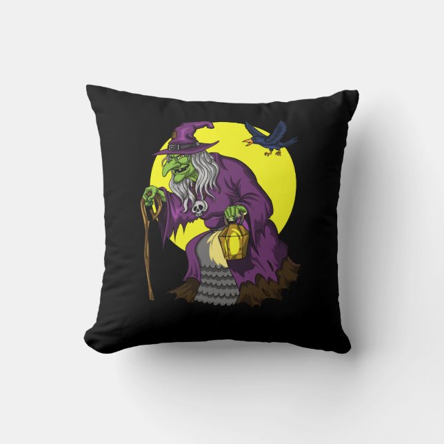 Cojín Decorativo Scary Witch Spooky Raven Halloween (Anverso)