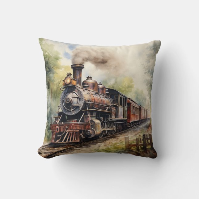 Cojín Decorativo Scenic Landscape a Victorian Train (Anverso)