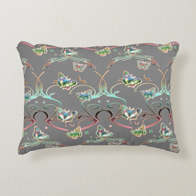 Cojín Decorativo Schmetterlinge Verzierungen Grau  (Anverso)
