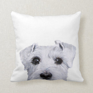 Cojín Decorativo Schnauzer blanco, pintura original y diseño