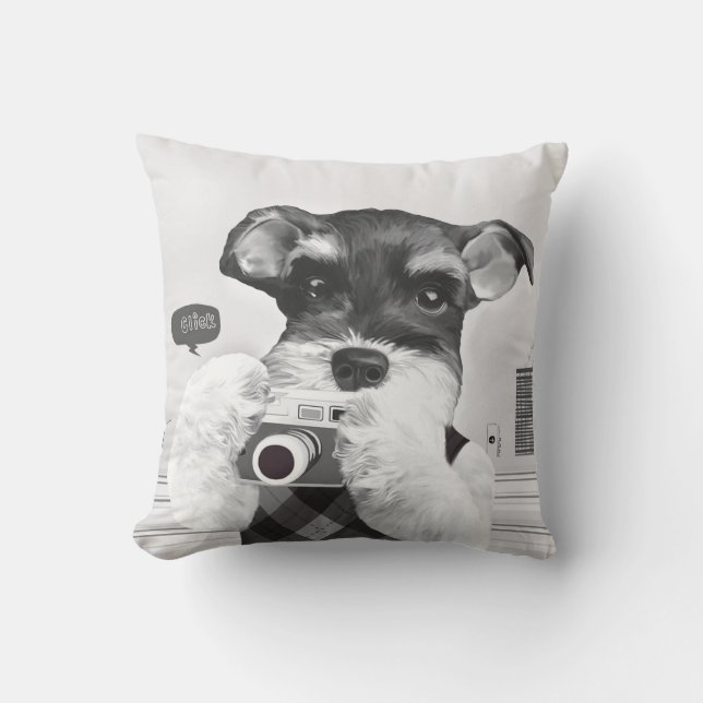 Cojín Decorativo Schnauzer con cámara (Anverso)
