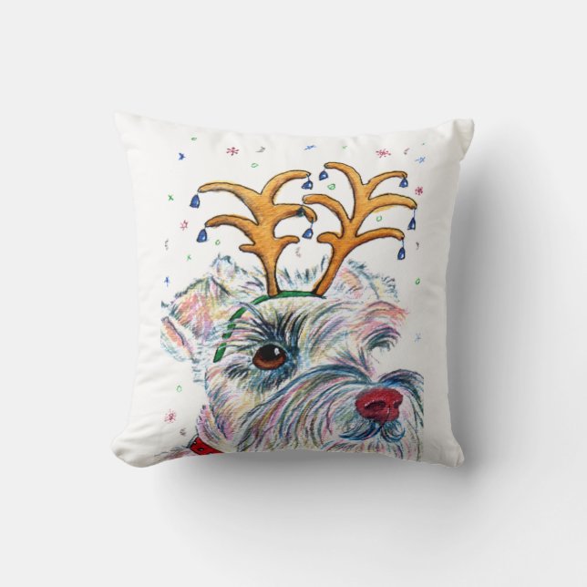 Cojín Decorativo Schnauzer del navidad (Anverso)