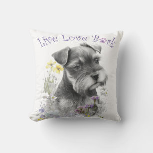 Cojín Decorativo Schnauzer Dog Mom Floral