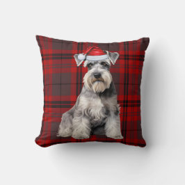 Cojín Decorativo Schnauzer Dog Seasonal Red Plaid Christmas Holiday