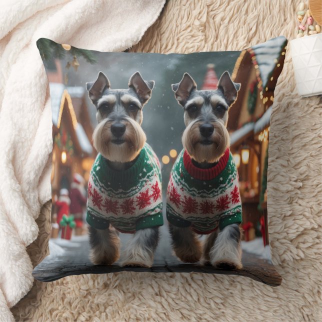 Cojín Decorativo Schnauzer Dogs Christmas Snow Holiday  (Manta)