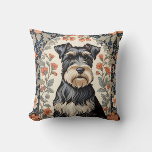 Cojín Decorativo Schnauzer elegante con flores inspiradas en Willia