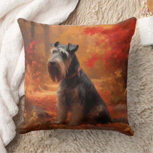 Cojín Decorativo Schnauzer en Otoño Hojas Caídas Inspiran