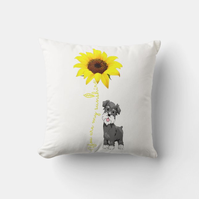Cojín Decorativo Schnauzer es mi mamá Sunshine Sunflower Schnauzer (Anverso)