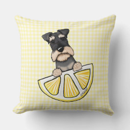 Cojín Decorativo Schnauzer Lemon Gingham Throw Pillow