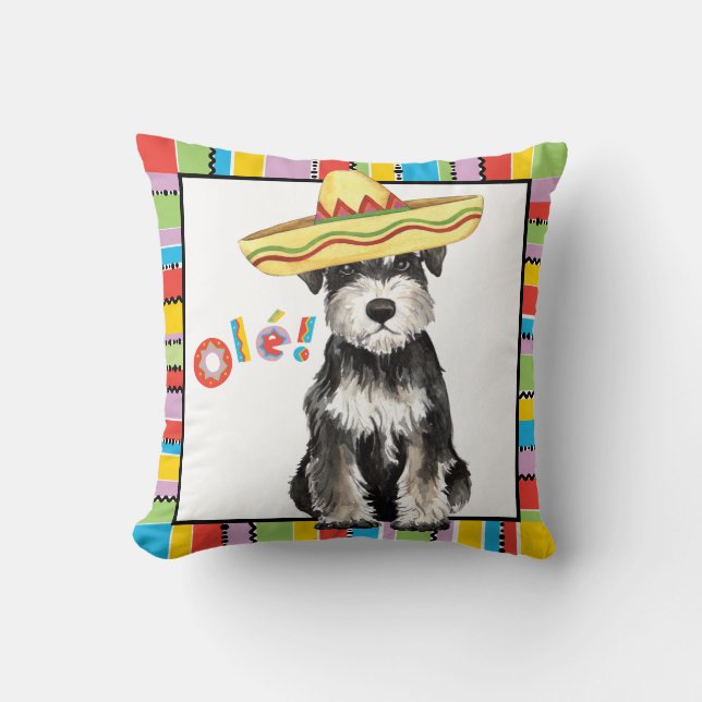 Cojín Decorativo Schnauzer miniatura de la fiesta (Anverso)