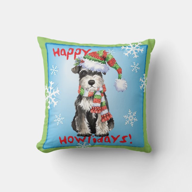 Cojín Decorativo Schnauzer miniatura feliz de Howlidays (Anverso)