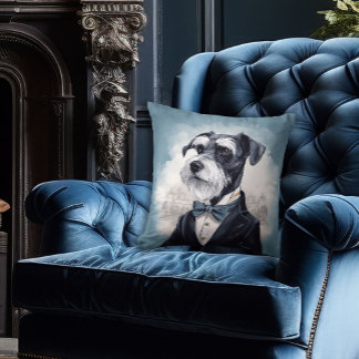 Cojín Decorativo Schnauzer vintage en una cola de Bow