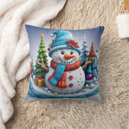 Cojín Decorativo Schneemann in Winterlandschaft -