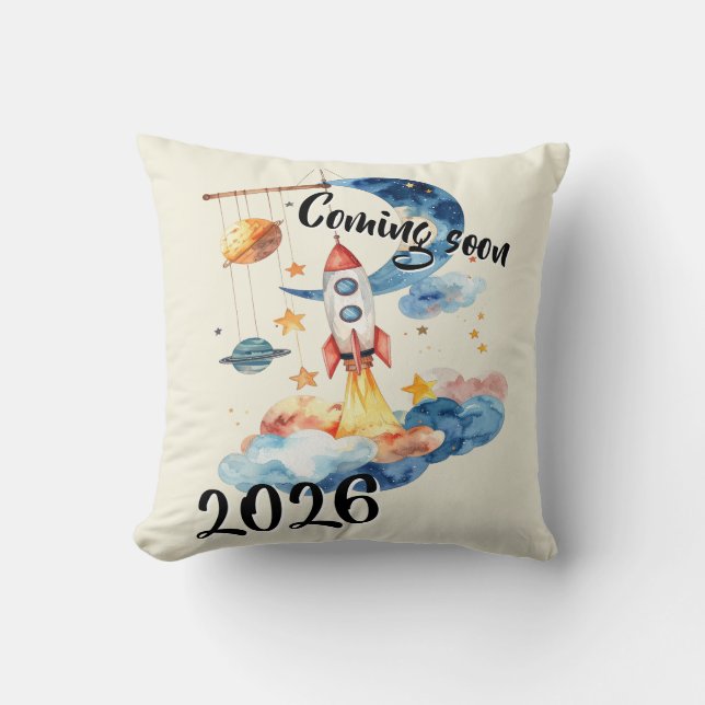 Cojín Decorativo Schwangerschaft verkünden 2026 Rakete Weltraum  (Anverso)