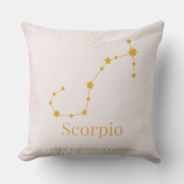 Cojín Decorativo Scorpio Gold Zodiac Pillow – Celestial Constellati (Anverso)