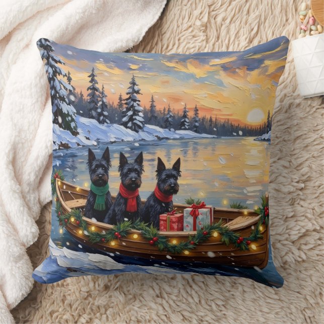 Cojín Decorativo Scottish Terrier Christmas Boat Holiday (Manta)