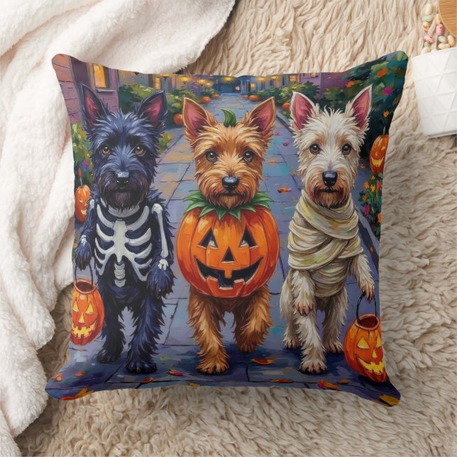 Cojín Decorativo Scottish Terrier Dogs in Halloween Costumes (Manta)