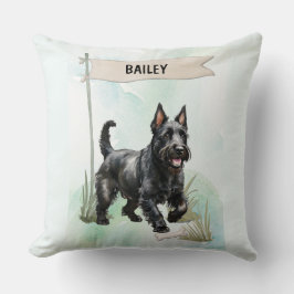 Cojín Decorativo Scottish Terrier Watercolor Personalized Dog