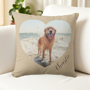 Cojín Decorativo Script Corazón de Mascota Foto Personalizada Perr