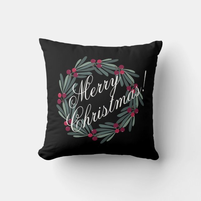 Cojín Decorativo Script de Feliz Navidad Bonito Festivo (Anverso)