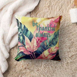 Cojín Decorativo Sé Agradecido Siempre: Hojas de Otoño Coloridas