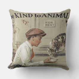 Cojín Decorativo Sé amable con los animales - Póster vintage