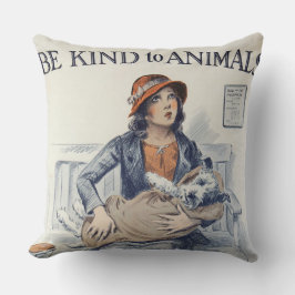 Cojín Decorativo Sé amable con los animales - Póster vintage