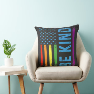 Cojín Decorativo Sé Amable Lgbt Lgbtq Orgullo Gay Arcoíris
