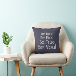 Cojín Decorativo Sé Amable Positividad Frase Inspiradora Azul Blanc