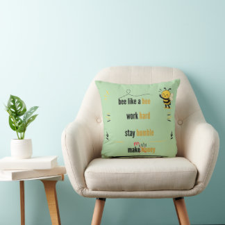 Cojín Decorativo Sé como una abeja: trabaja duro, mantente humilde 
