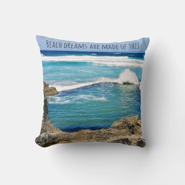 Cojín Decorativo Se hacen sueños de playa, olas de mar (Anverso)