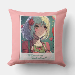 Cojín Decorativo Sé mi San Valentín al estilo Manga 33420
