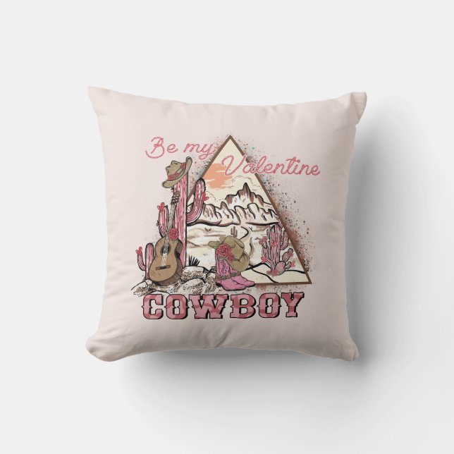 Cojín Decorativo Sé mi San Valentín - País occidental de Vaquero (Anverso)