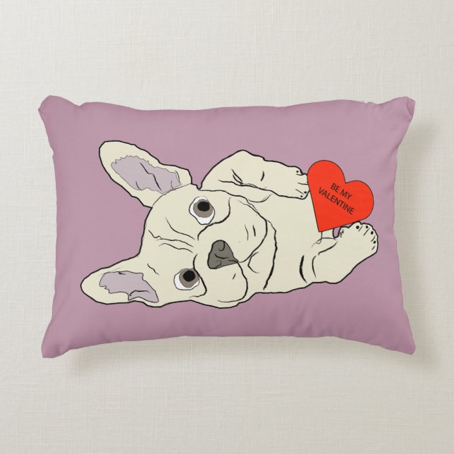 Cojín Decorativo Sé mi San Valentín, perro (Anverso)