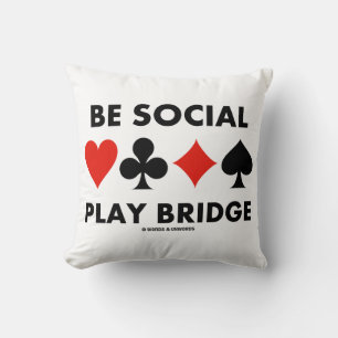Cojín Decorativo Sé Sociable Juega Bridge Cuatro Palos de Cartas Co
